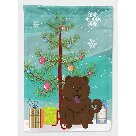 Carolines Treasures Merry Christmas Tree Chow Chow Chocolate Flag Canvas House Size BB4266CHF